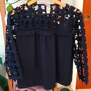 Floral lace cut out blouse